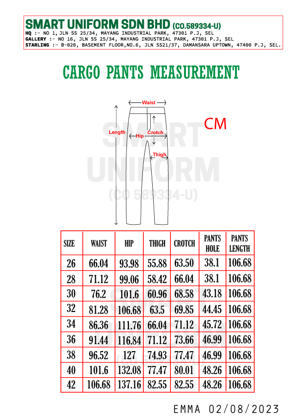 SU- CP002MB – READY STOCK CARGO PANTS BLACK – Smart Uniform Malaysia