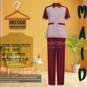 MU 008- MAID UNIFORM MAROON STRIPE