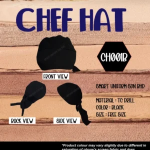 SU- CH001B - READY STOCK CHEF HAT JAPANESE STYLE - BLACK
