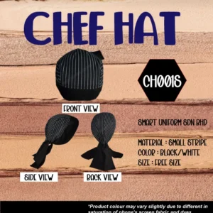 SU- CH001S - READY STOCK CHEF HAT JAPANESE STYLE - SMALL STRIPE
