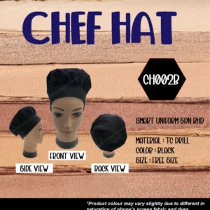 SU- CH002B - READY STOCK CHEF HAT MUSHROOM - BLACK