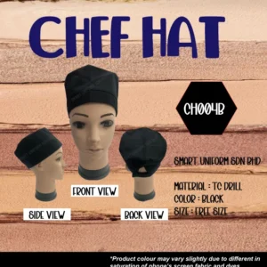SU- CH004B - READY STOCK CHEF HAT ROUND - BLACK
