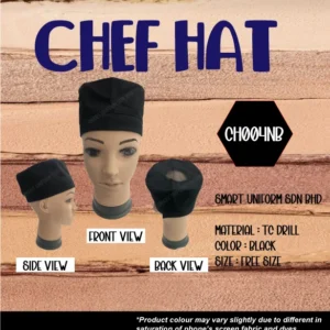 SU- CH004NB - READY STOCK CHEF HAT ROUND WITH NET - BLACK