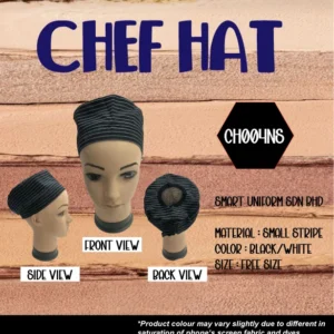 SU- CH004NS - READY STOCK CHEF HAT ROUND WITH NET - STRIPE