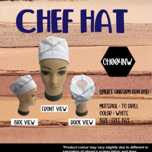 SU- CH004NW - READY STOCK CHEF HAT ROUND WITH NET - WHITE