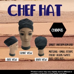 SU- CH004S - READY STOCK CHEF HAT ROUND - SMALL STRIPE