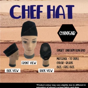 SU- CH005NB - READY STOCK CHEF HAT SONGKOK WITH NET - BLACK