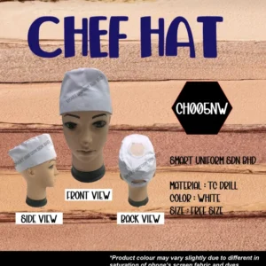 SU- CH005NW - READY STOCK CHEF HAT SONGKOK WITH NET - WHITE