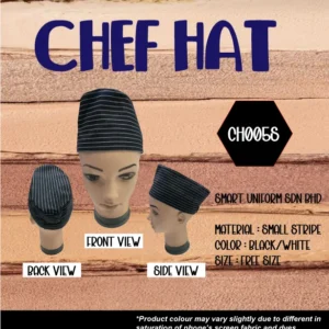 SU- CH005S - READY STOCK CHEF HAT SONGKOK - SMALL STRIPE