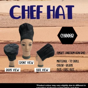 SU- CH008B - READY STOCK CHEF HAT TALL - BLACK