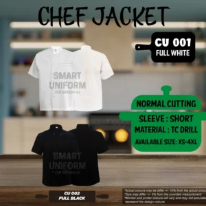 READY STOCK SHORT SLEEVE CHEF JACKET NORMAL CUTTING (CU 001, CU 002)