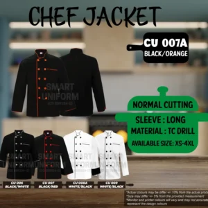 READY STOCK LONG SLEEVE CHEF JACKET NORMAL CUTTING (CU 006, CU 007, CU 007A, CU 008A, CU009)