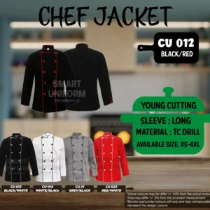 READY STOCK LONG SLEEVE CHEF JACKET YOUNG CUTTING (CU 012, CU 013, CU 014, CU 021, CU 022))
