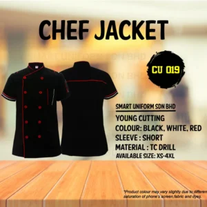 READY STOCK SHORT SLEEVE CHEF JACKET YOUNG CUTTING (CU019)