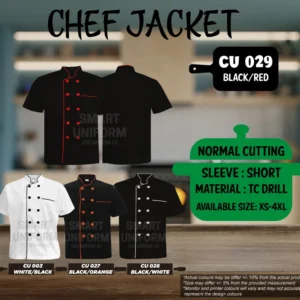 READY STOCK SHORT SLEEVE CHEF JACKET NORMAL CUTTING (CU 003, CU 027, CU 028, CU 029)