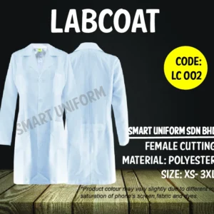 LC 002- READY STOCK LONG SLEEVE LABCOAT - FEMALE