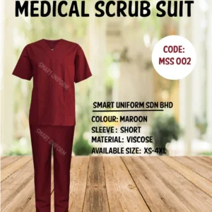 MSS 002 - READY STOCK MEDICAL SCRUB SUIT- MAROON