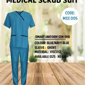 MSS 005 - READY STOCK MEDICAL SCRUB SUIT - BLUE/NAVY BLUE