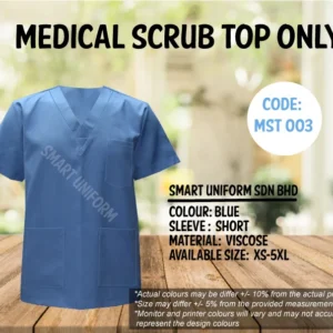 MST 003- READY STOCK MEDICAL SCRUB TOP ONLY - BLUE
