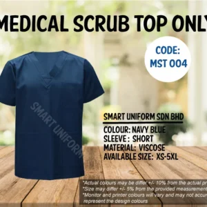 MST 004- READY STOCK MEDICAL SCRUB TOP ONLY - NAVY BLUE