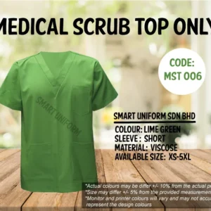 MST 006- READY STOCK MEDICAL SCRUB TOP ONLY - LIME GREEN