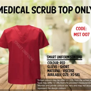 MST 007- READY STOCK MEDICAL SCRUB TOP ONLY - RED