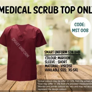 MST 008- READY STOCK MEDICAL SCRUB TOP ONLY - MAROON