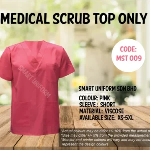 MST 009- READY STOCK MEDICAL SCRUB TOP ONLY - PINK