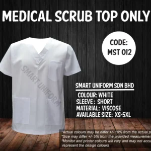 MST 012- READY STOCK MEDICAL SCRUB TOP ONLY - WHITE