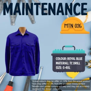MTN026 - MAINTENANCE JACKET LONG SLEEVE WITHOUT REFLECTOR
