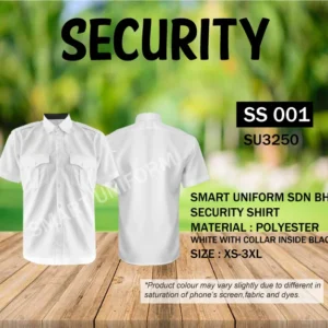 SS001 - SECURITY SHIRT WHITE COLOR WITH BLACK COLLAR INSIDE