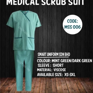 MSS 006 - READY STOCK MEDICAL SCRUB SUIT - MINT GREEN/DARK GREEN
