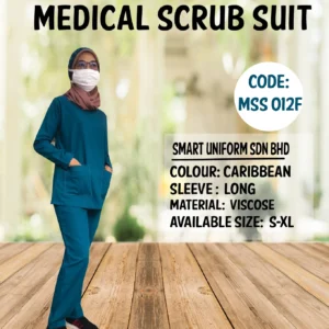 MSS012F - READY STOCK LONG SLEEVE SCRUB (FEMALE) - CARIBBEAN
